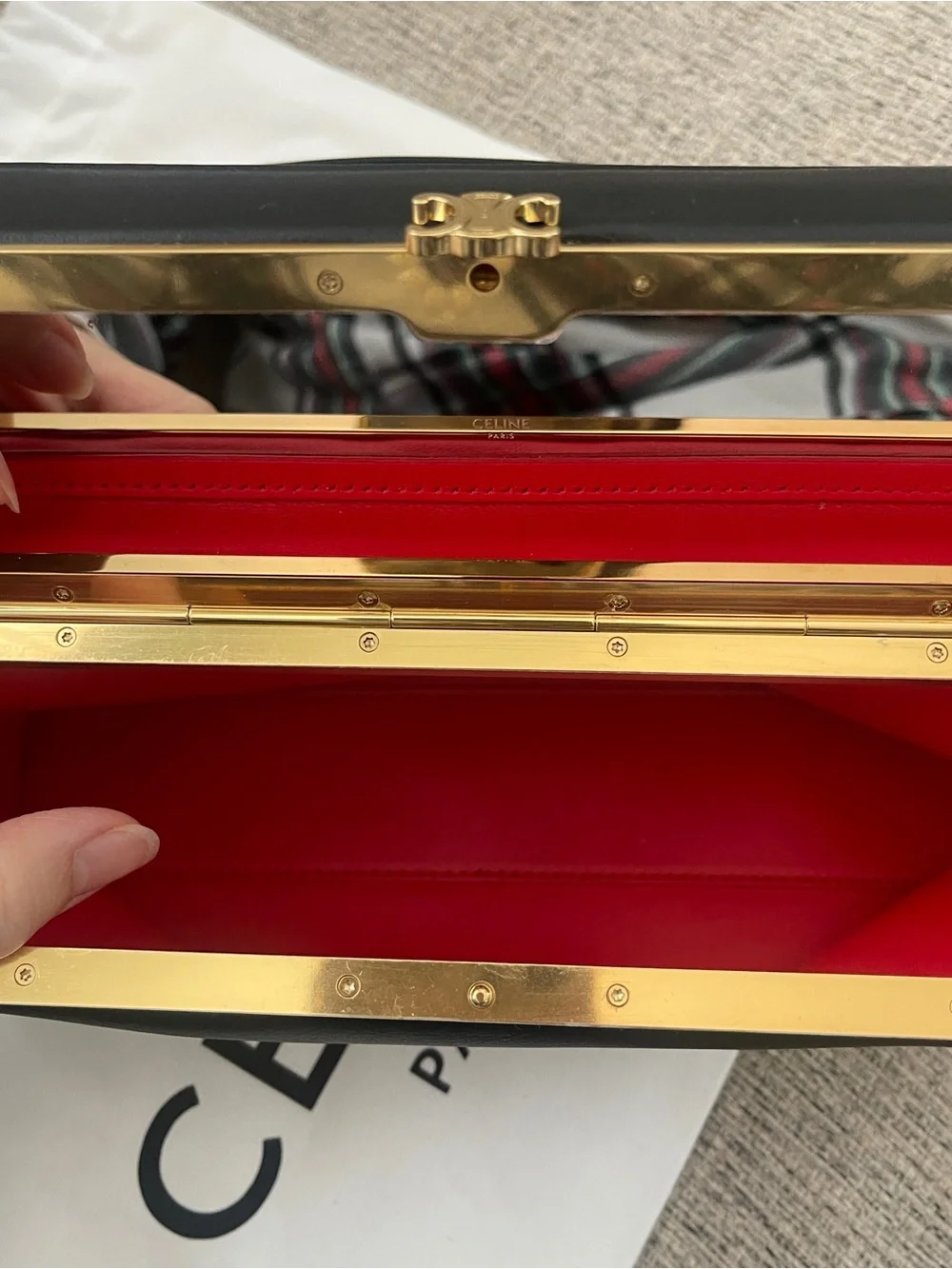 Celine rectangle Black Leather Top-Handle Satchel with Gold Hardware